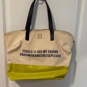 Kate Spade Canvas Tote with Lime Green Accent